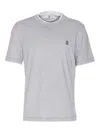 Brunello Cucinelli Layered Crewneck T-shirt Stitch Detailing In Gray