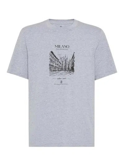 Brunello Cucinelli Grey Cotton Jersey Milano T-shirt In White