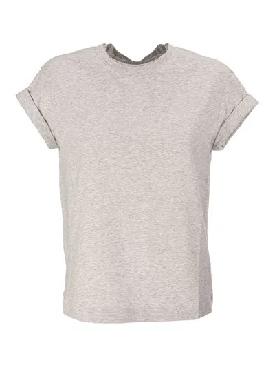 Brunello Cucinelli Embellished Jersey T-shirt In Grey
