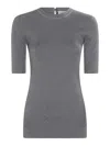 Brunello Cucinelli Crew Neck Keyhole Back Stretch Fabric In Grey