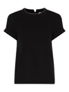 Brunello Cucinelli Short-sleeved T-shirt With Rolled Sleeves And Keyhole Detail In Black
