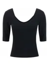 Brunello Cucinelli Ribbed Scoop Neck Short Sleeve Top In Black