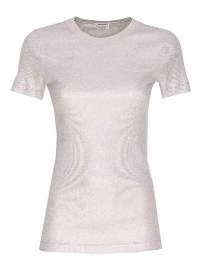 Brunello Cucinelli T-shirt In Silver