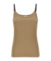 Brunello Cucinelli Ribbed Scoop Neck Sleeveless Top In Brown