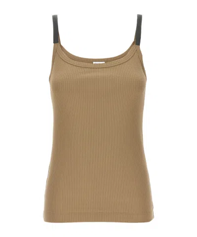 BRUNELLO CUCINELLI BRUNELLO CUCINELLI MONILE-EMBELLISHED RIBBED TOP