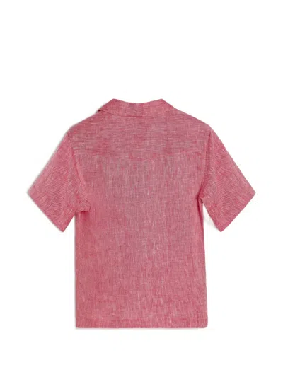 Brunello Cucinelli Kids' Camp-collar Linen Short-sleeve Shirt In Pink