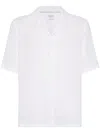 Brunello Cucinelli White Striped Cotton Shirt In White