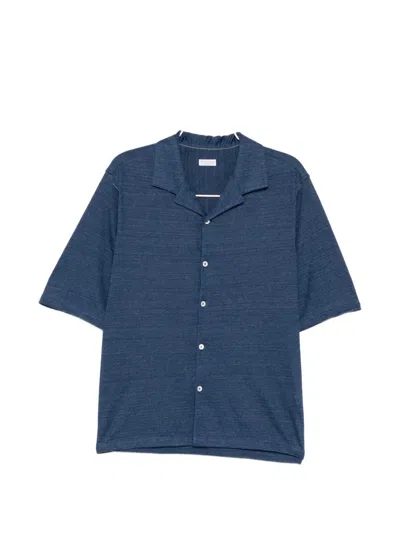 Brunello Cucinelli Camp-collar Buttoned Shirt In Blue