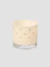 Brunello Cucinelli Candle In Small Glass Holder With Geometric Pattern In Nude