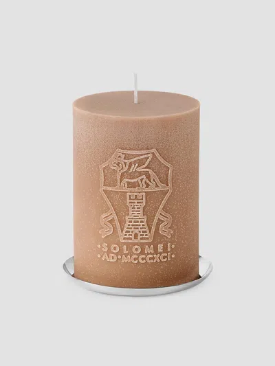 Brunello Cucinelli Candle With Logo And Silver Plated Steel Base In Animal Print