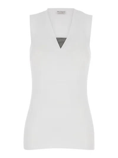 Brunello Cucinelli V-neck Top In White