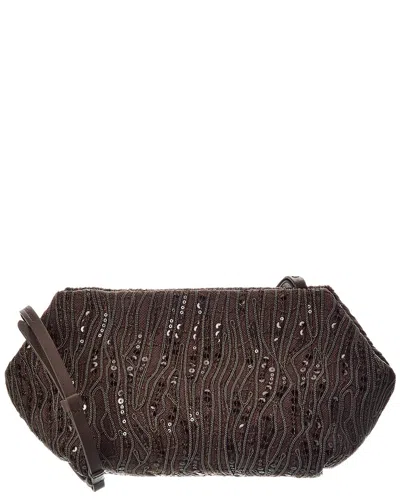 Brunello Cucinelli Canvas & Leather Shoulder Bag In Brown