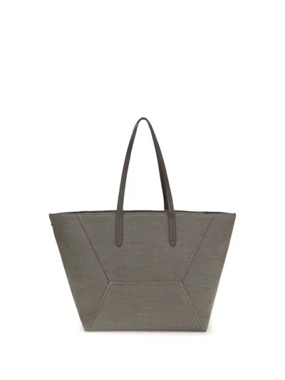 Brunello Cucinelli Canvas Bc Tote Bag In Gray