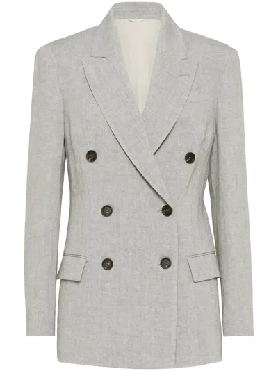 Brunello Cucinelli Canvas Blazer In Grey