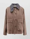 Brunello Cucinelli Canvas Cotton Jacket Contrast Collar