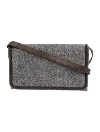 Pre-owned Brunello Cucinelli Canvas Crossbody Bag In Gray