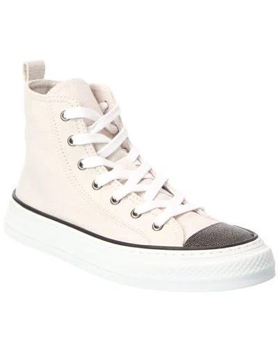 Brunello Cucinelli Canvas High-top Sneaker In Neutral