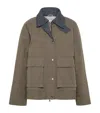 Brunello Cucinelli Grey Jacket With Classic Collar With Snap Buttons In Cotton Blend Woman In Brown
