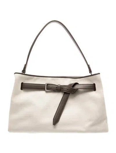 Pre-owned Brunello Cucinelli Canvas Shoulder Bag W/ Tags In Neutral