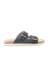 Brunello Cucinelli Mens Navy Two-strap Buckle-embellished Canvas Sandals In Multicolor
