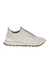 Brunello Cucinelli Sneakers In Canvas E Camoscio Con Precious Detail In White