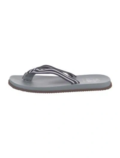Pre-owned Brunello Cucinelli Canvas Striped Flip Flops In Grey