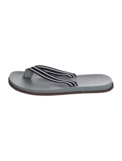 Pre-owned Brunello Cucinelli Canvas Striped Flip Flops In Grey