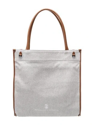 Pre-owned Brunello Cucinelli Canvas Tote In Grey