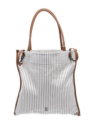 Pre-owned Brunello Cucinelli Canvas Tote W/ Tags In White