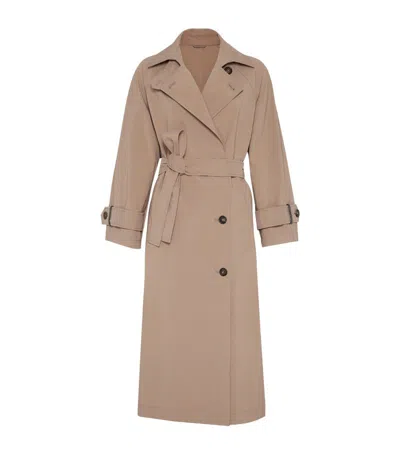 Brunello Cucinelli Canvas Trench Coat In Rope