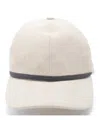 Brunello Cucinelli Panelled Linen Baseball Cap With Curved Brim In Neutral