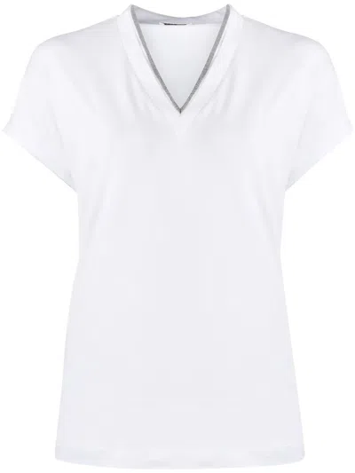 Brunello Cucinelli Cap-sleeve Knitted T-shirt White