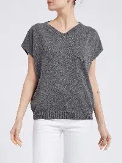 Brunello Cucinelli Cap-sleeve V-neck Cashmere Vest In Gray