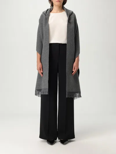 Brunello Cucinelli Hooded Fringed Poncho In Gray
