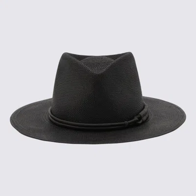 Brunello Cucinelli Straw Fedora Hat In Black