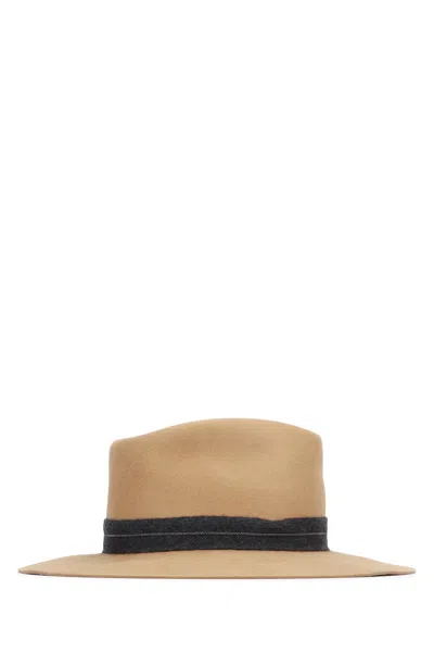 Brunello Cucinelli Hat Contrasting Band Wide Brim Structured Crown In Brown