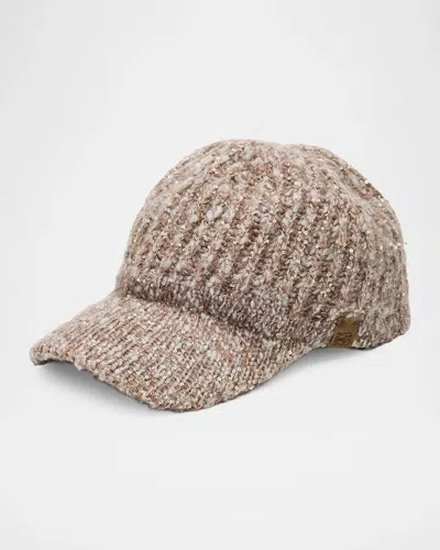 Brunello Cucinelli Cappello Sequined Rib-knit Baseball Cap In Neutral