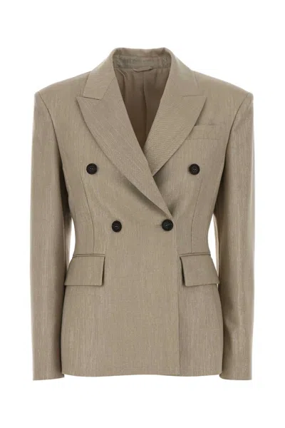 Brunello Cucinelli Cappuccino Twill Blazer In Gray