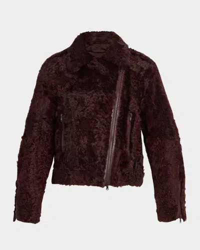 Brunello Cucinelli Capretta Sheep Shearling Moto Jacket