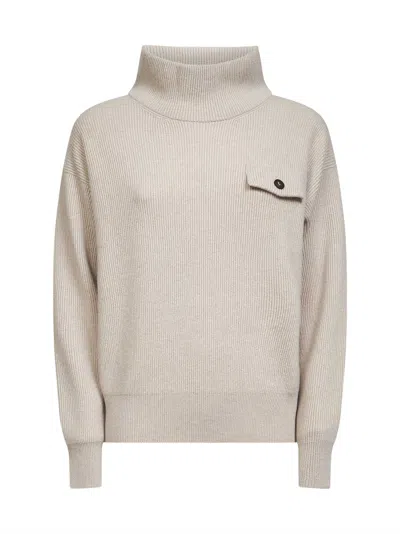 Brunello Cucinelli Capsule Beige Cashmere Monili Embroidered Sweater In Neutral