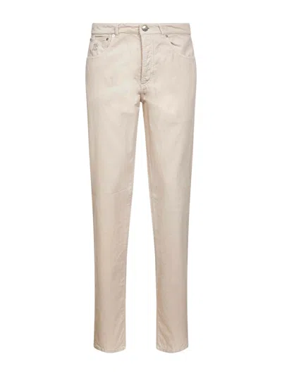 Brunello Cucinelli Capsule Beige Corduroy Italian Fit Trousers In White