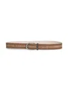 Brunello Cucinelli Capsule Beige Suede Belt With Monili In Brown