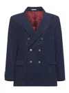 Brunello Cucinelli Capsule Blue Corduroy One-and-a-half-breasted Jacket In Blue