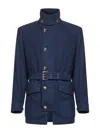 Brunello Cucinelli Capsule Blue Lightweight Cashmere Cloth Saharan Jacket In Blue