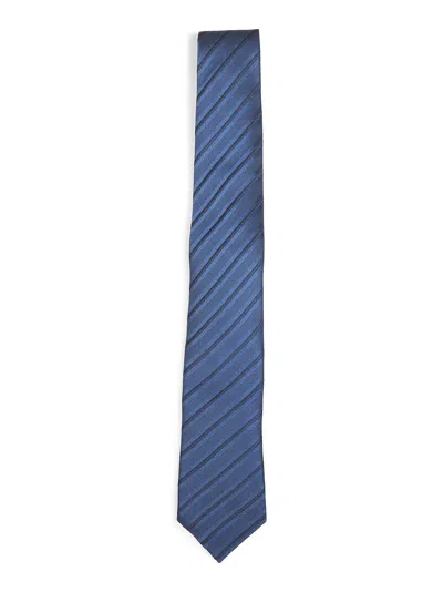 Brunello Cucinelli Capsule Blue Regimental Striped Silk Tie