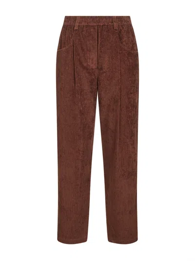 Brunello Cucinelli Capsule Brown Corduroy Baggy Trousers