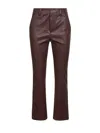 Brunello Cucinelli Capsule Burgundy Stretch Nappa Leather Square Cigarette Trousers In Brown