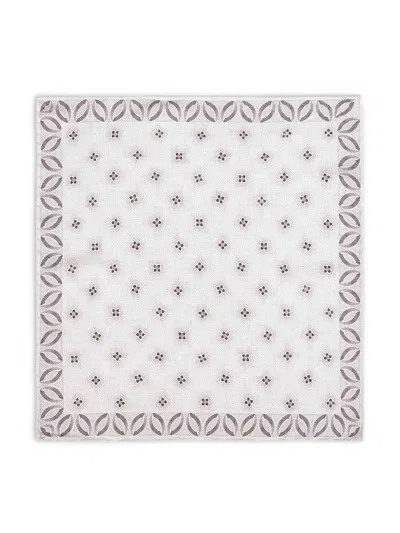 Brunello Cucinelli Capsule Gray Silk Pocket Square With Star Pattern In Brown