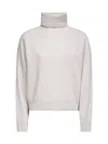 Brunello Cucinelli Capsule Grey English Rib Knit Wool Blend Turtleneck Sweater In White