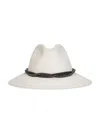 Brunello Cucinelli Capsule Grey Felt Fedora With Leather And Monili Band In White